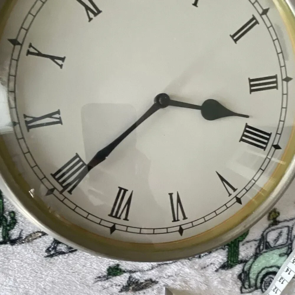 Heavy duty metal silver stainless steel stopwatch round barn farm wall clock 9”